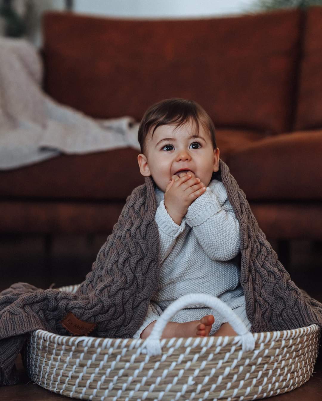 Merino baby blanket - Blue