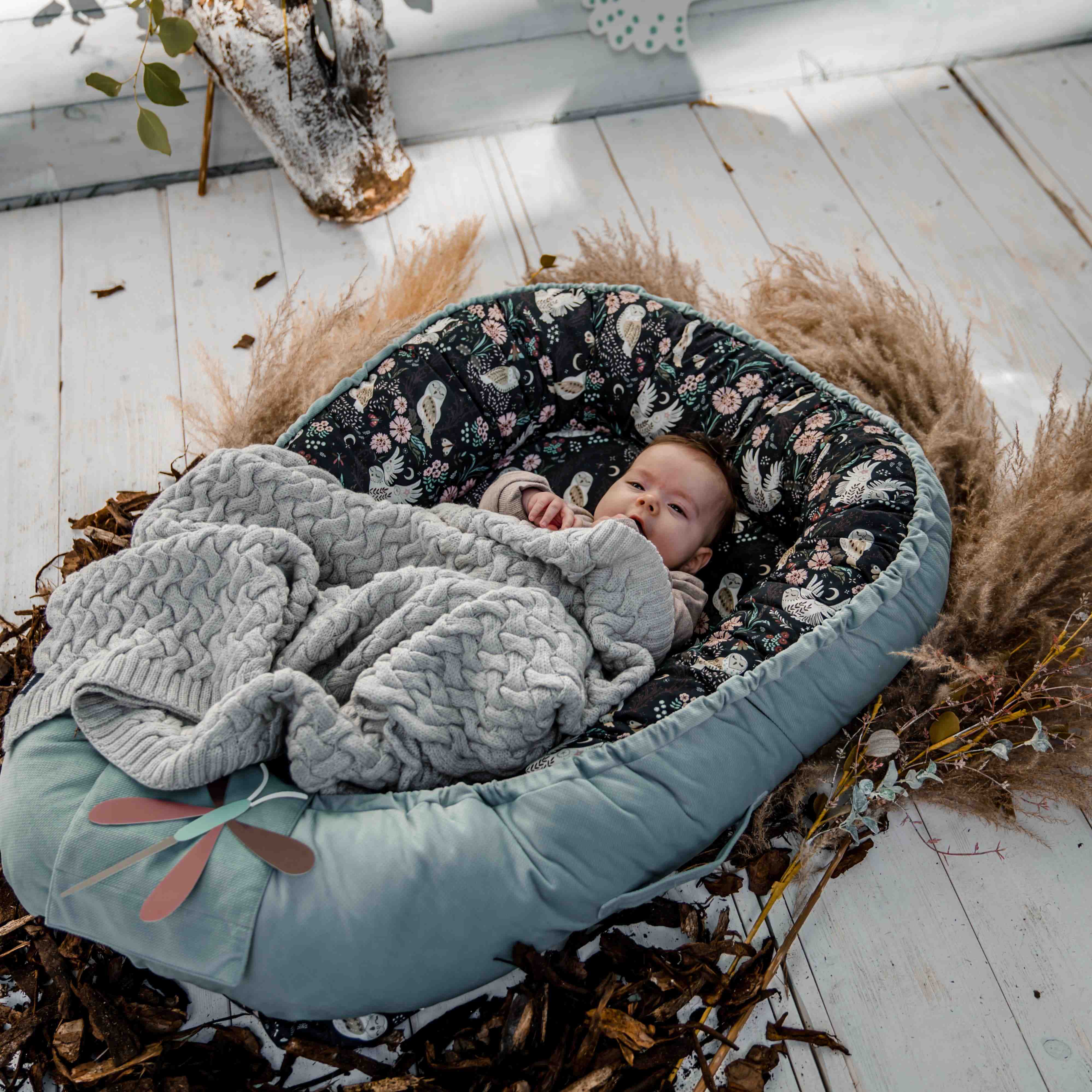 Merino baby blanket - Blue