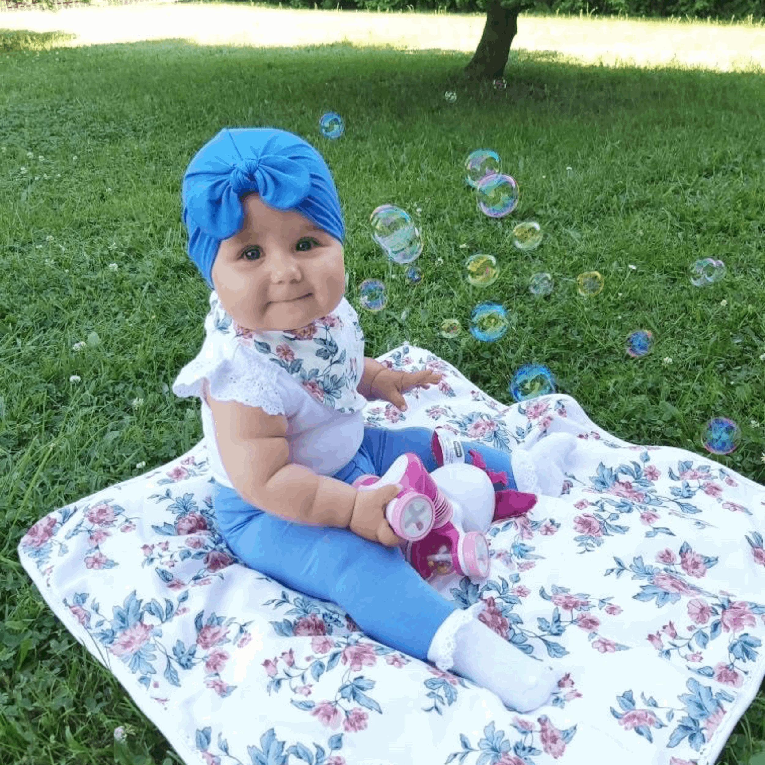 Bamboo baby turban - Blue