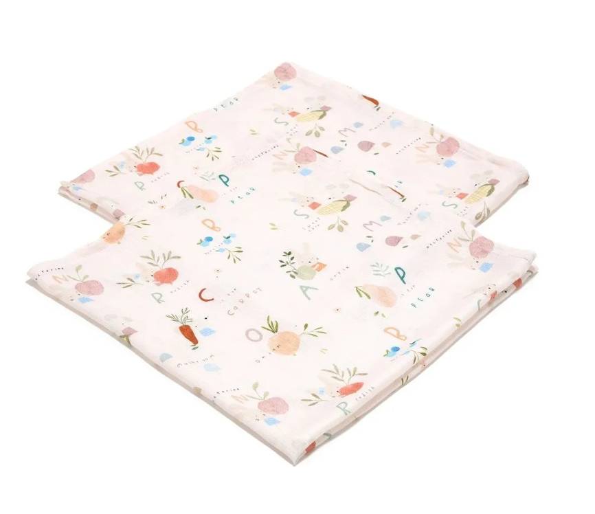 Multi-use bamboo muslin 2-pack - ABC Fruit