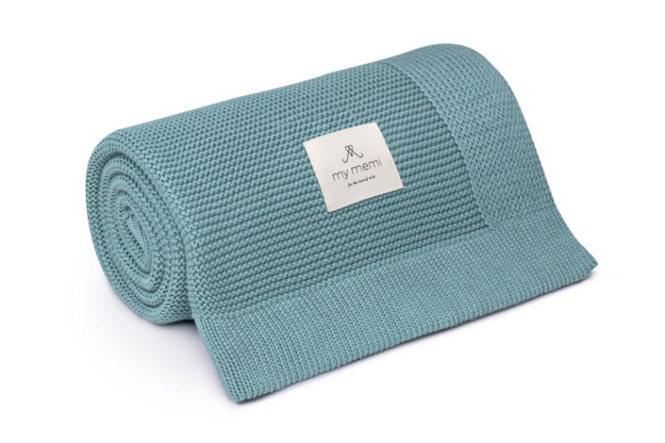 Couverture bébé en bambou -Teal classic
