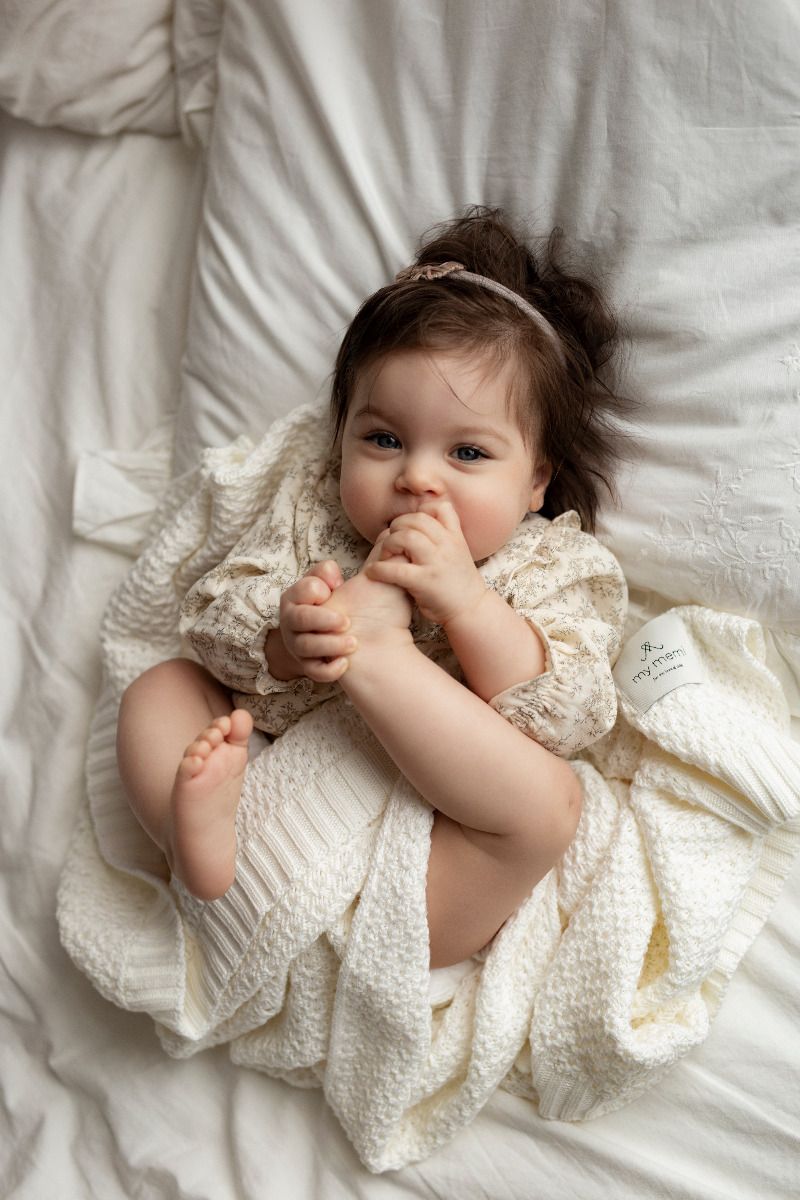 bamboo baby blanket - chain cream