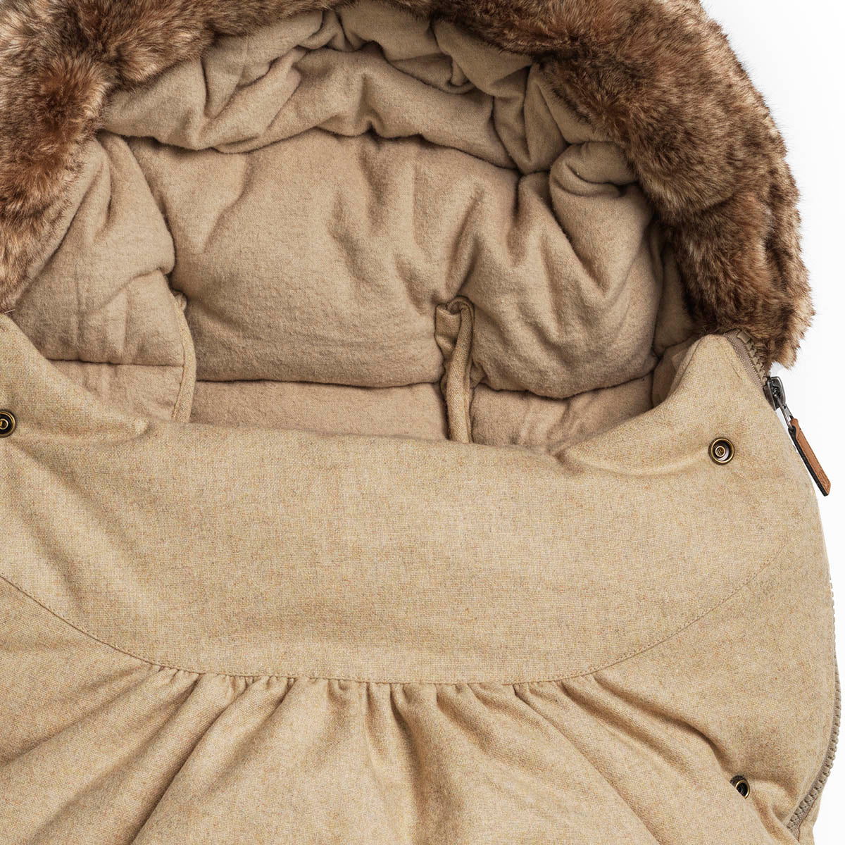 Wool Footmuff Elodie details - Pure khaki