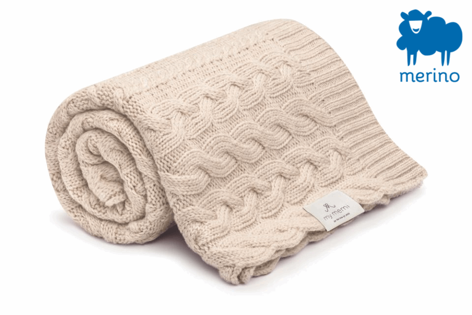 Merino baby blanket - Braided Beige