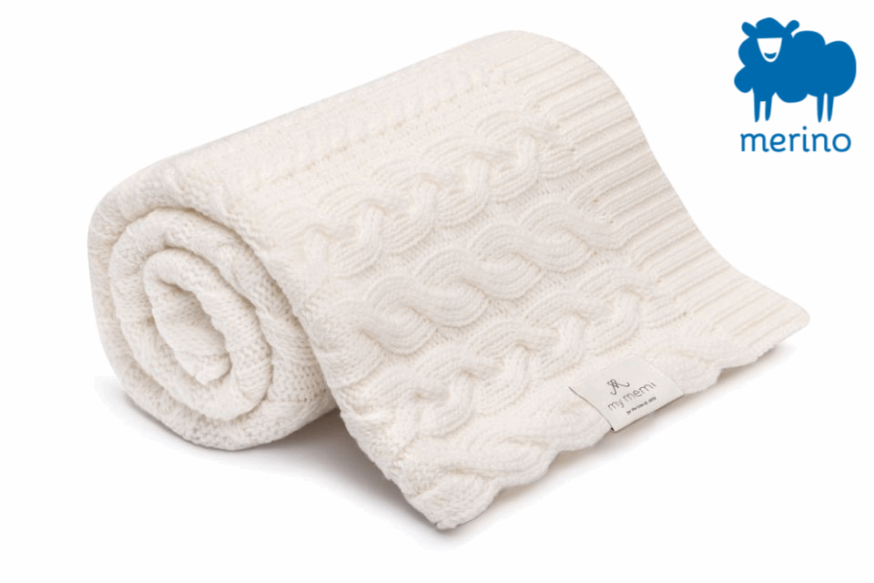Merino baby blanket - Braided Cream