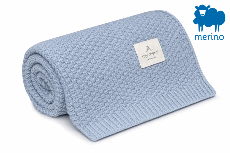 Merino baby blanket - Classic Blue