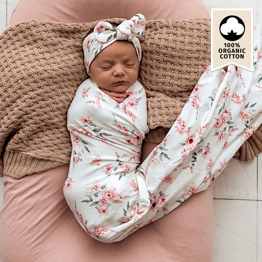 Multi-use swaddle and hairbow set - Camille