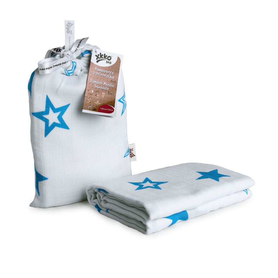Multi-use swaddle - cyan stars