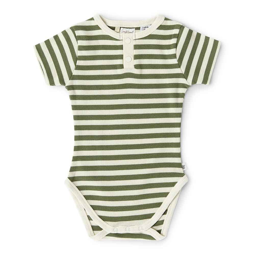 Baby-Kurzarmbody - Olive stripes