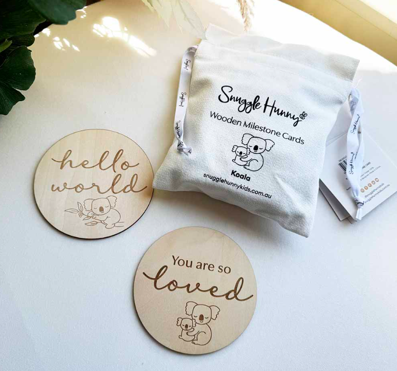 Milestone cards wooden Koala