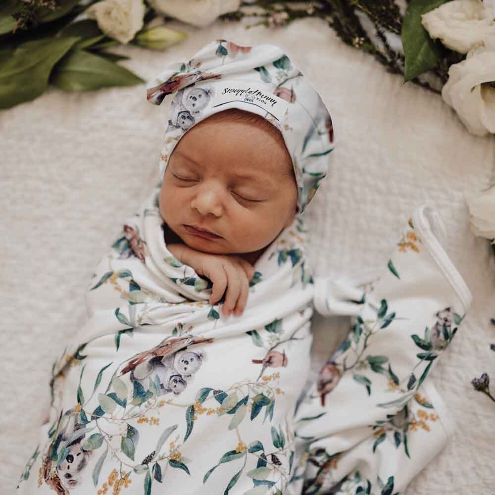 Multi-use swaddle and beanie set - Eucalyptus