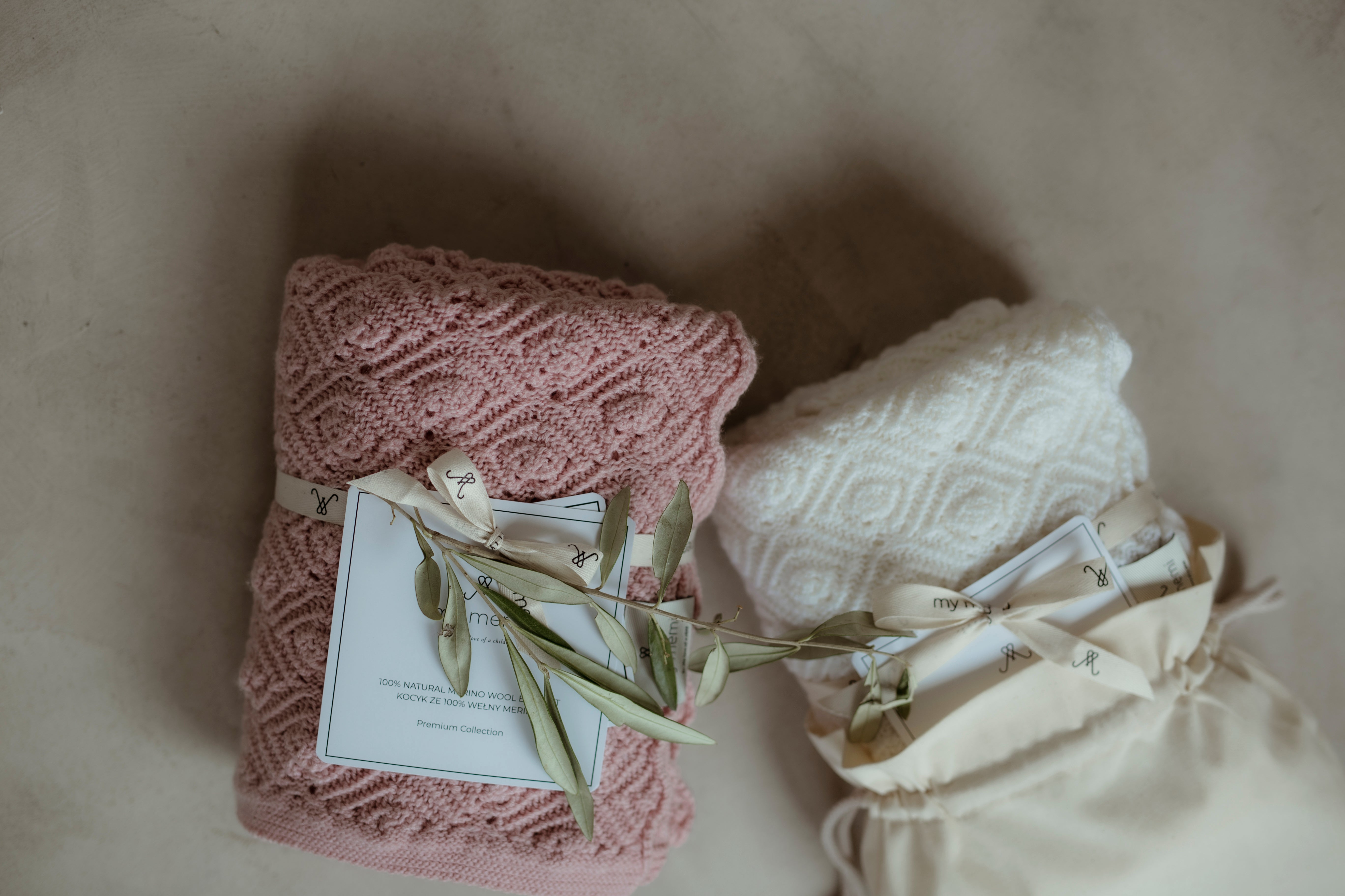 Couverture bébé en mérinos - Pearl Rose