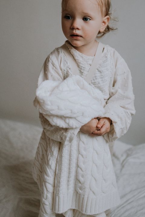 Merino baby blanket -  Braided Cream