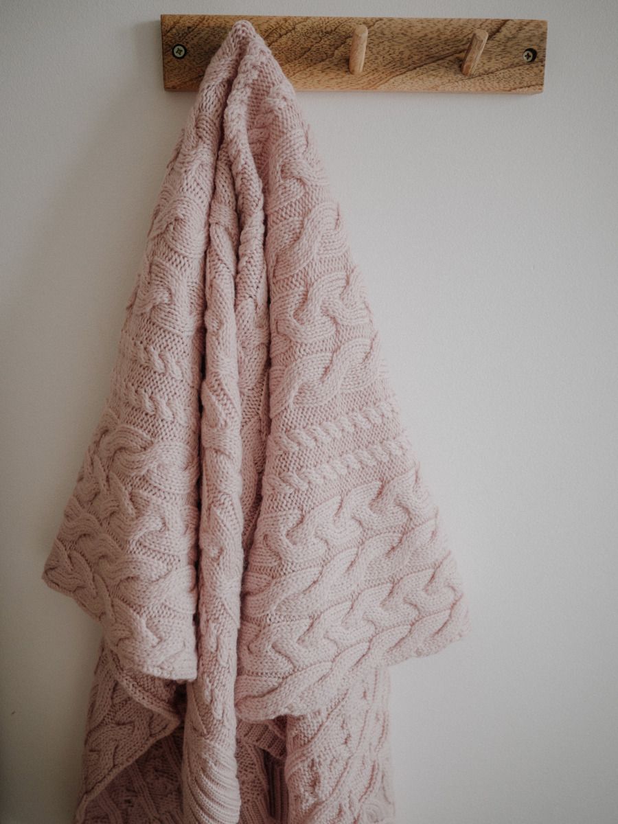 Merino baby blanket -  Braided Pink