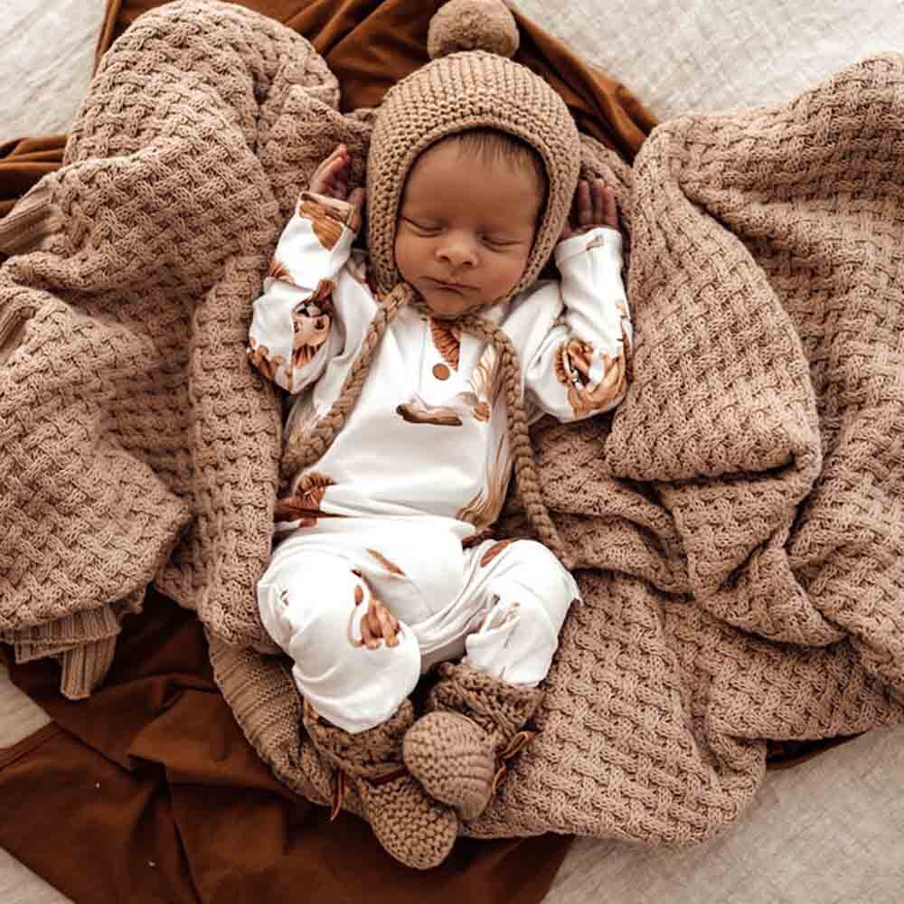 Merino Bonnet&Bootie set Beige