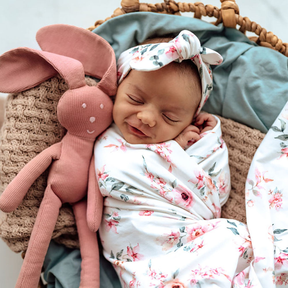 Multi-use swaddle and hairbow set - Camille