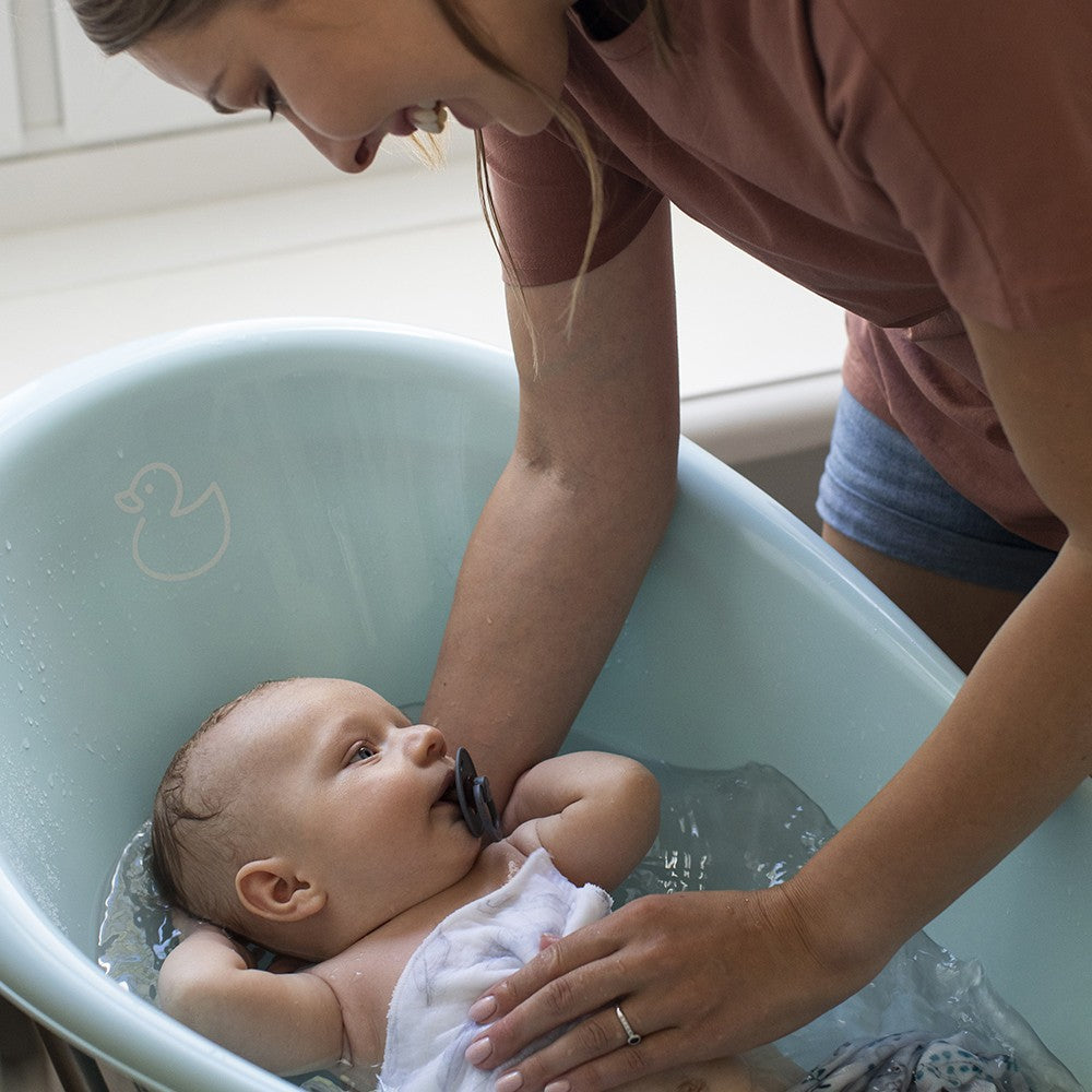 Bamboo washcloth 5pack - Blue/silver