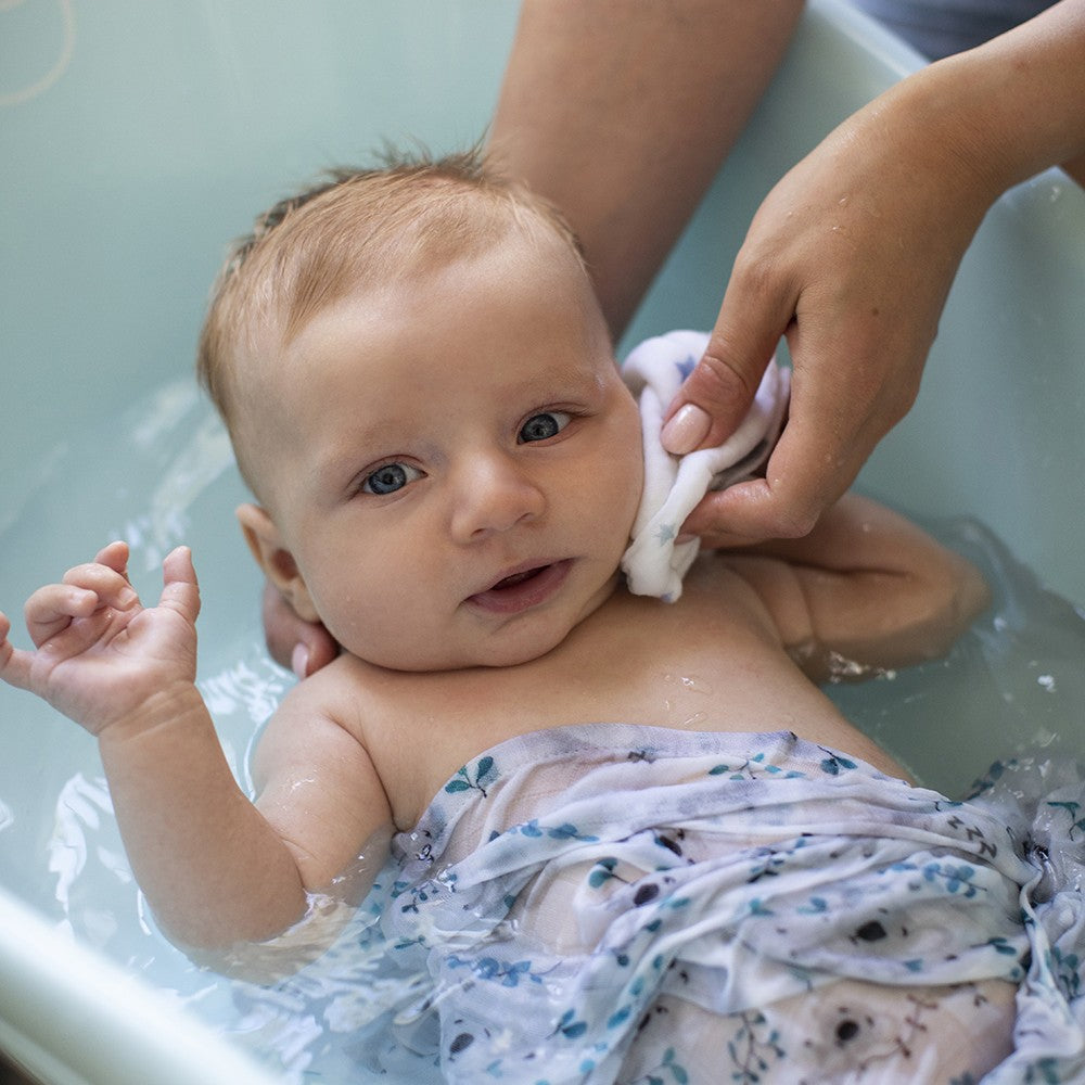 Bamboo washcloth 5pack - Blue/silver