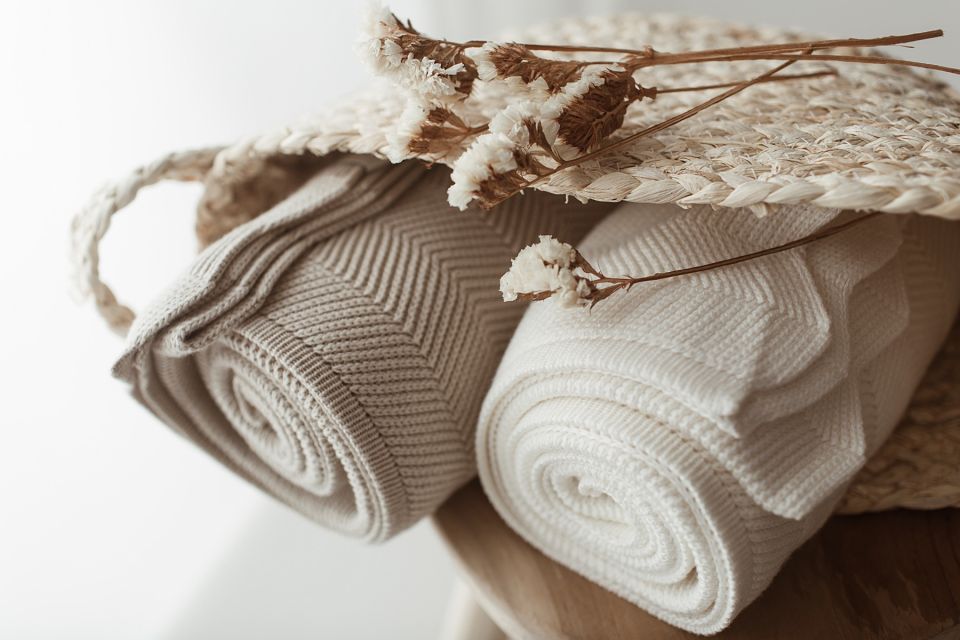 Couverture bébé en bambou - Classy cream.