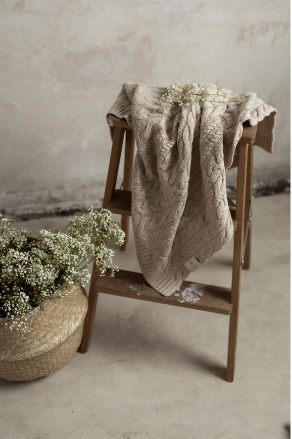 Merino baby blanket - Braided Beige
