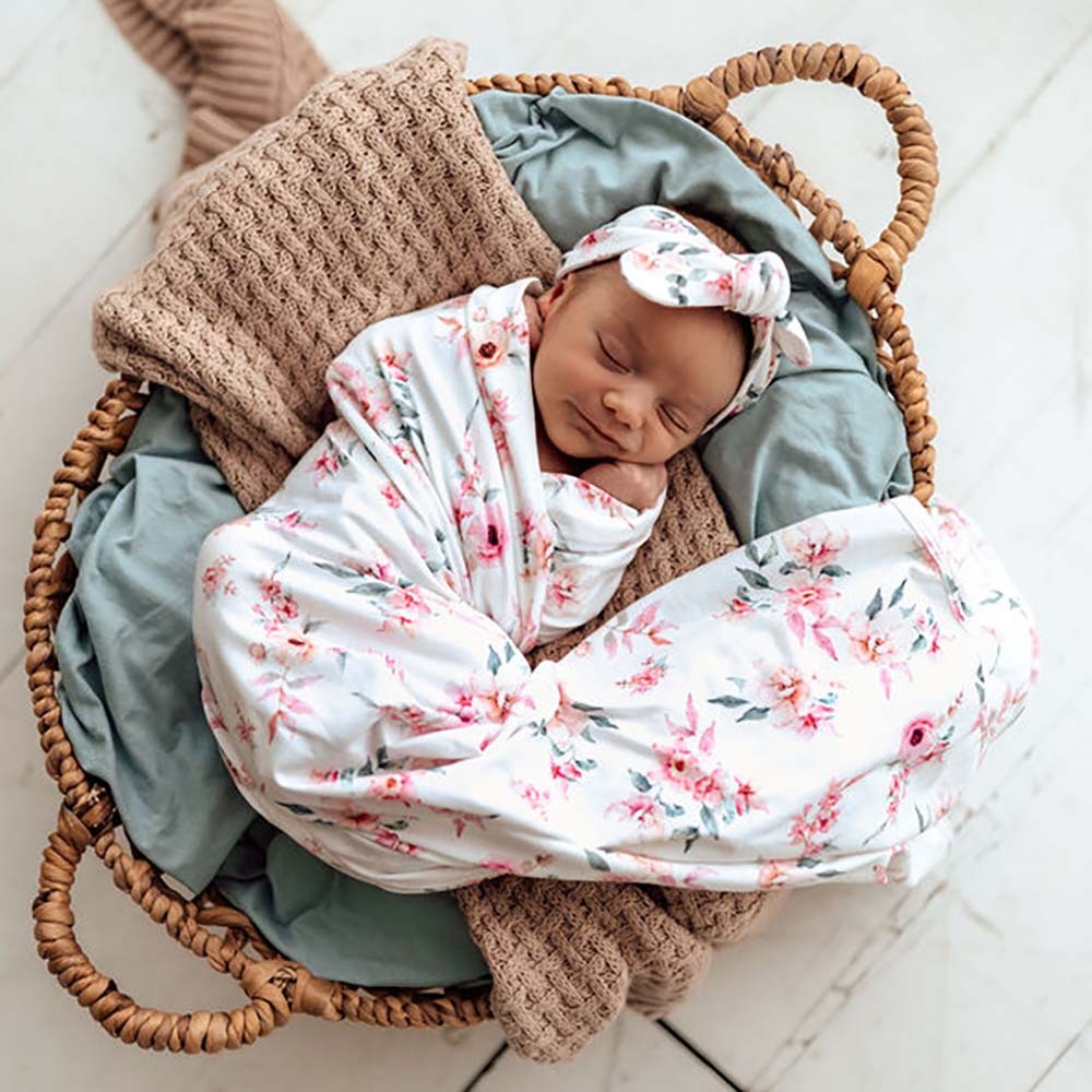 Multi-use swaddle and hairbow set - Camille