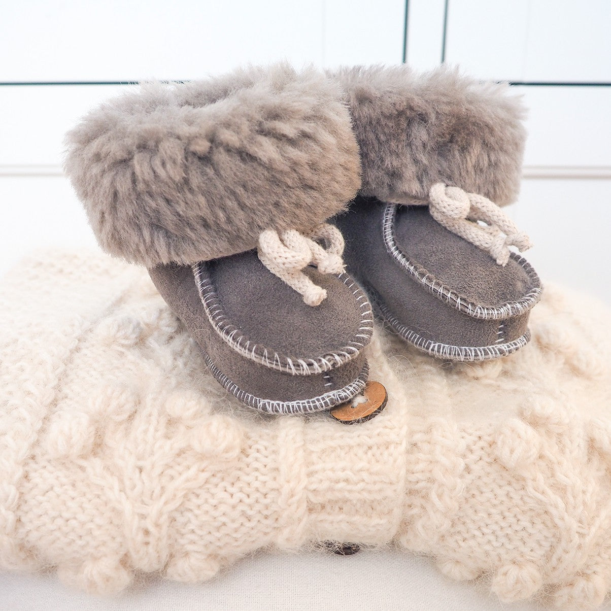 Chaussures bébé en cuir de mouton - Grey