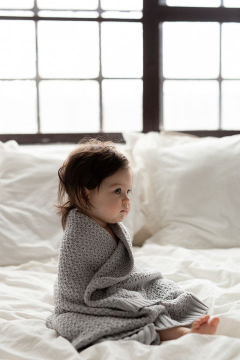 Bamboo Baby Blanket - Chain Light Grey