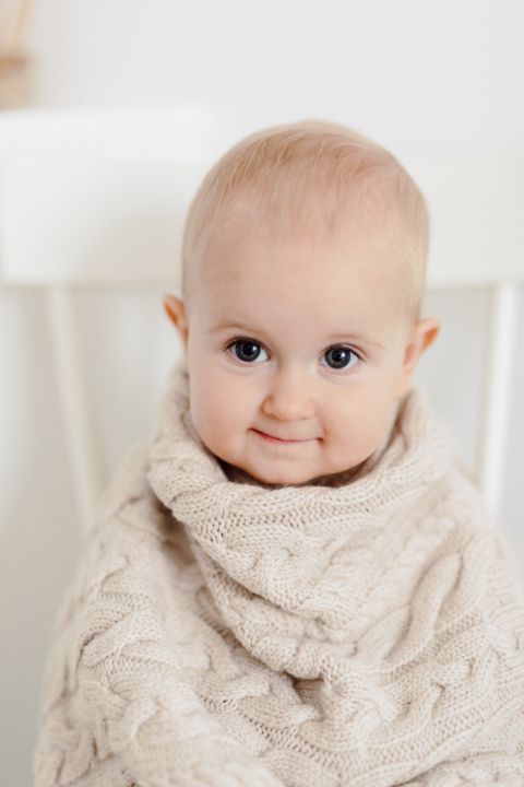 Merino baby blanket - Braided Beige