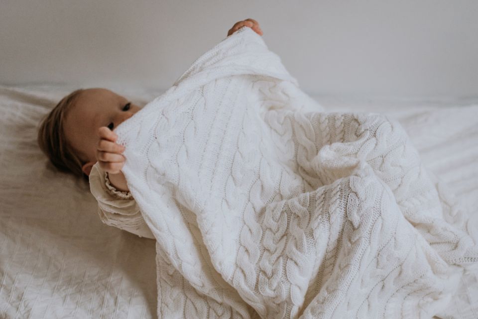 Merino baby blanket -  Braided Cream