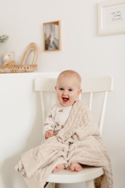 Merino baby blanket - Braided Beige