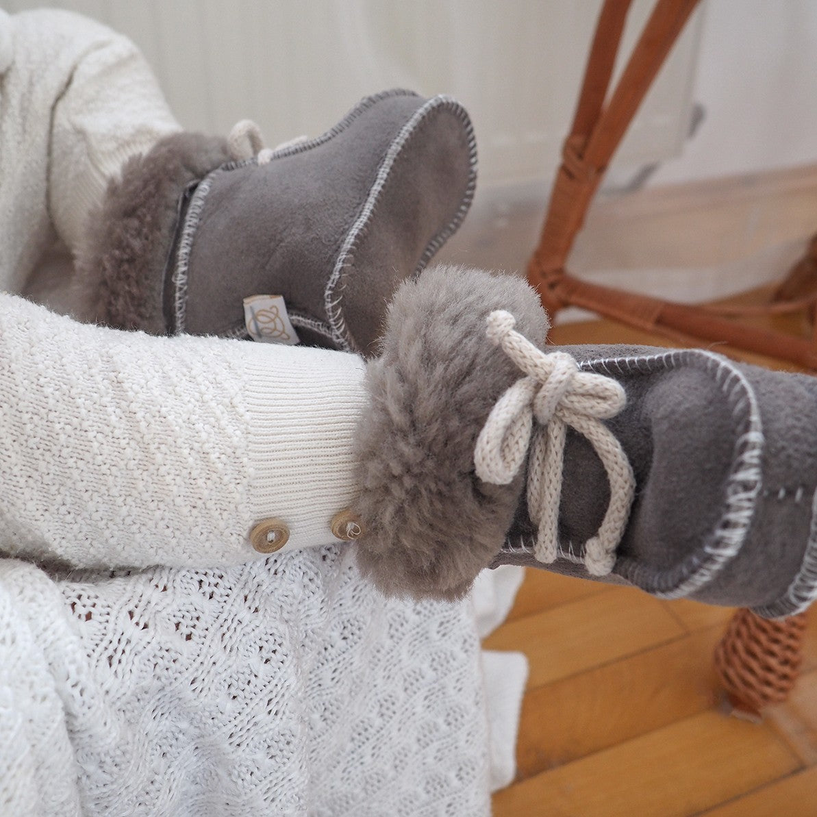 Chaussures bébé en cuir de mouton - Grey