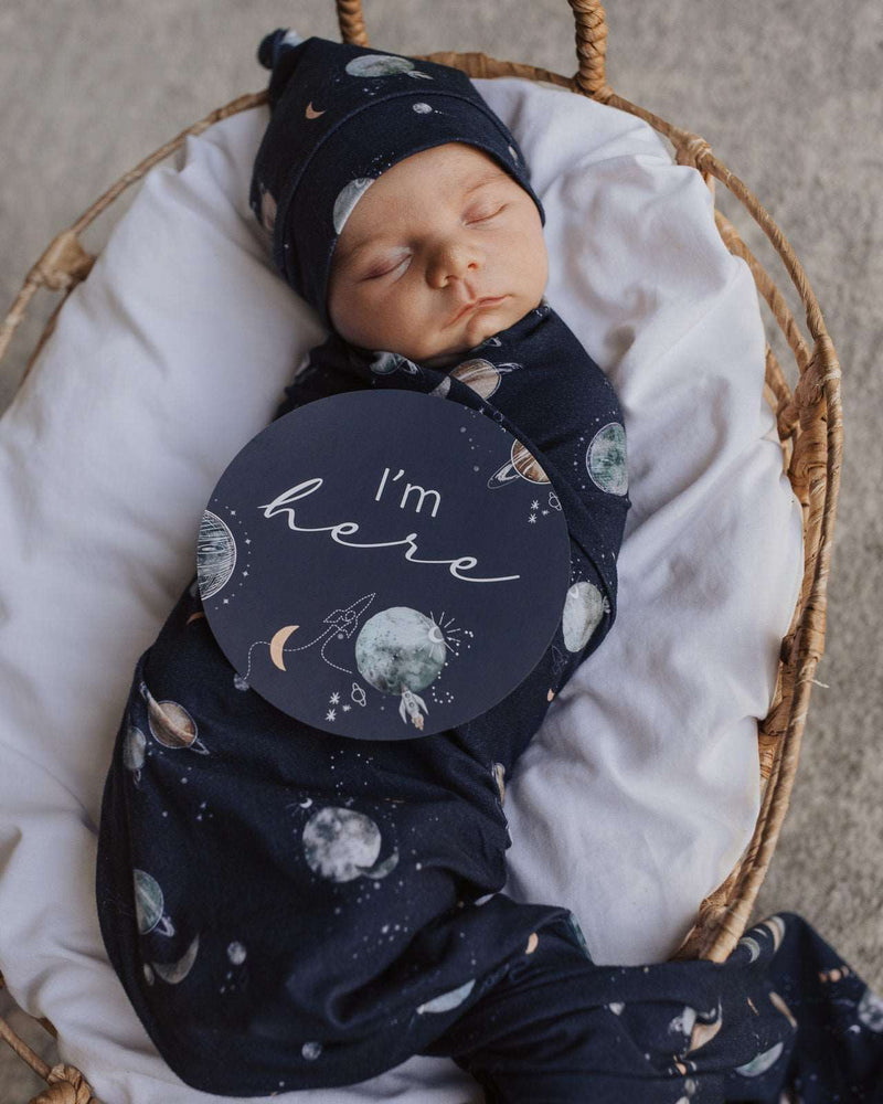 Multi-use swaddle and beanie set - Milky Way