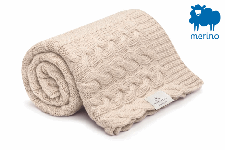 Merino baby blanket -  Braided Beige