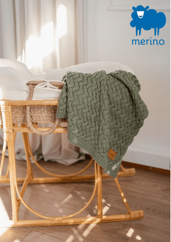Merino baby blanket - Stoned green