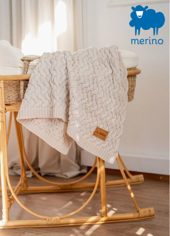 Merino baby blanket - Sand