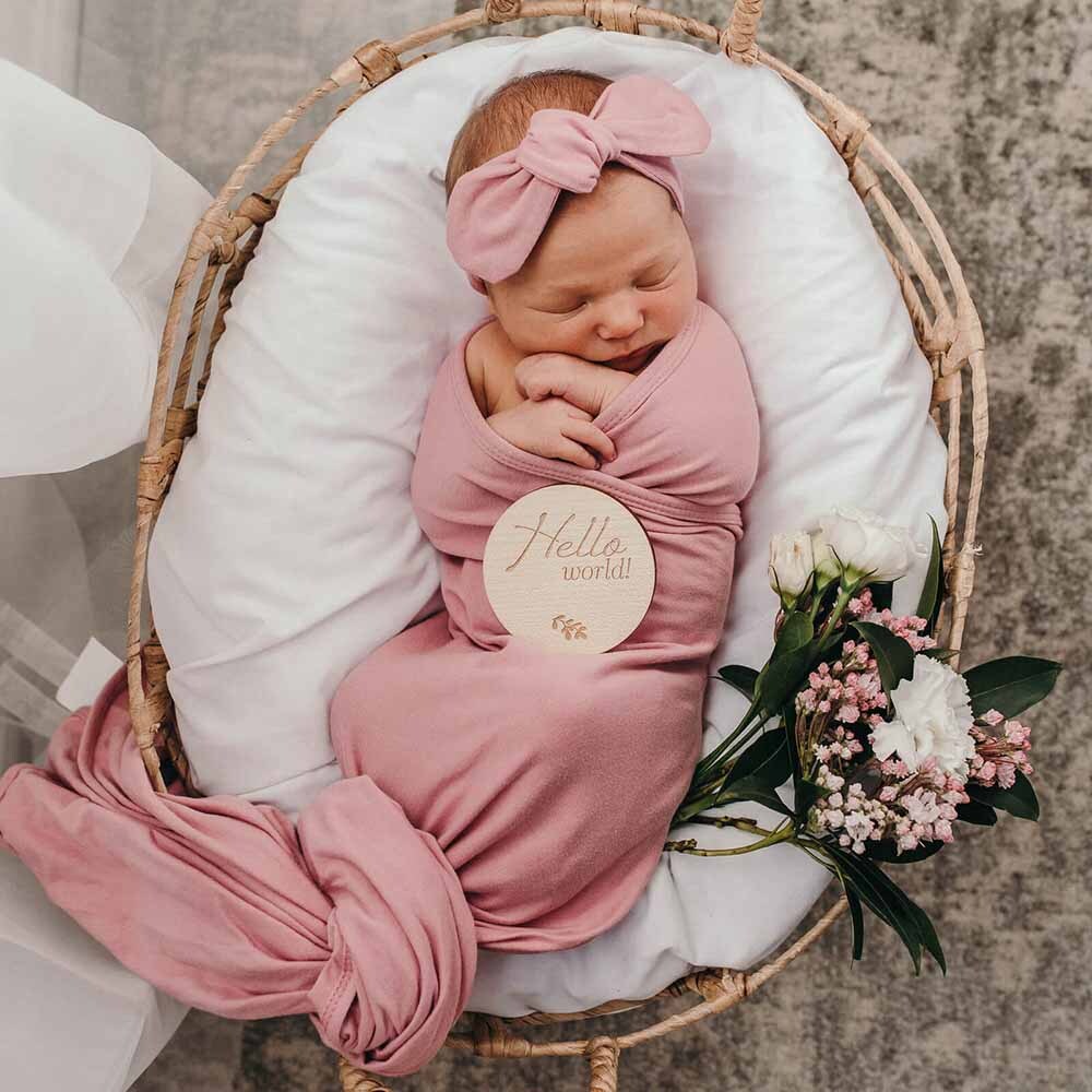 Lange d’emmaillotage et chapeau bébé - ensemble Jewel Pink