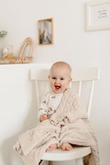 Merino baby blanket -  Braided Beige